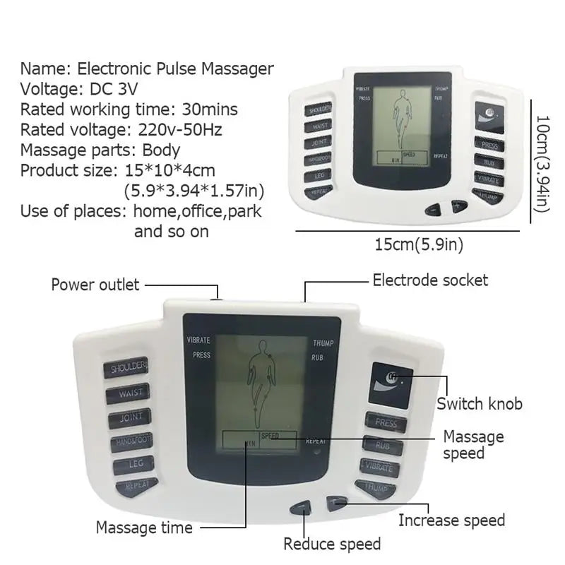 Physiotherapy Tens Equipment for Body Back Foot Massager Eletric Muscle Stimulator EMS Tens Machine Massage Tools Health Care